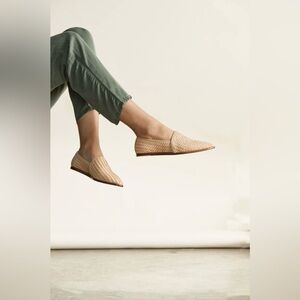 Nisolo Nora Slip-On Woven Shoes In Beige Size 7.5